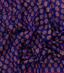 Blue Handloom Silk Cotton Saree With Printed Floral Motifs-SC3937