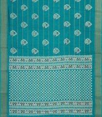 Aquamarine Printed Synthetic Dola Silk Saree With Zari Stripes & Border-BL5032