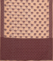 Light Peach Woven Tussar Silk Saree With Floral Motifs-TU3145