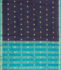 Navy Blue Woven Blended Viscose Saree With Zari Checks & Buttas-BL6077