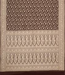 Dark Brown Woven Banarasi Khaddi Georgette Silk Saree With Floral Vine Motifs-BE1958