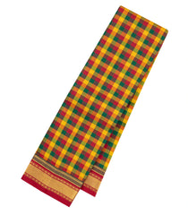 Multi Colour Handloom Korvai Kanchipuram Silk Saree With Paalum Pazham Checks-KA16055