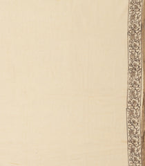 Cream Printed Jaipur Cotton Saree With Floral Motifs-JC1730