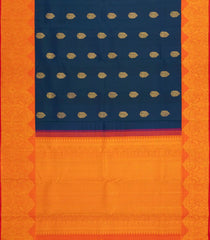 Navy Blue Handloom Kanchipuram Silk Saree With Floral Buttas-KA14884