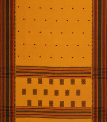Mustard Handloom Bengal Cotton Saree With Buttas-BG1930-Mustard