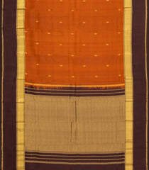 Rust Woven Pure Silk Saree With Zari Buttas & Contrast Border-EC2554