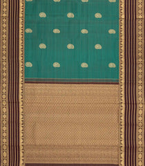 Sea Green Kanchipuram Silk Saree With Zari Stripes & Buttas-KA14185