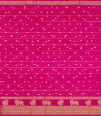 Hot Pink Printed Art Dola Silk Saree With Stripes & Printed Pallu-BL5761