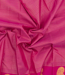 Hot Pink Handloom Kanchipuram Silk Saree With Zari Stripes-KA15313