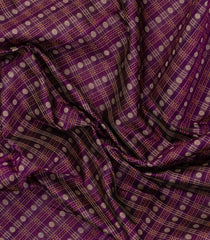 Purple Handloom Silk Cotton Saree With Checks-SC4286