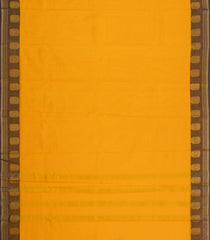 Mustard Woven Chettinad Cotton Saree With Stripes & Contrast Border-CN1915