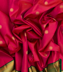 Hot Pink Handloom Korvai Kanchipuram Silk Saree With Buttas & Contrast Border-KA12672