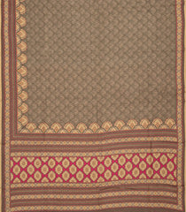 Dark Grey Woven Tussar Silk Saree With Printed Floral Motifs