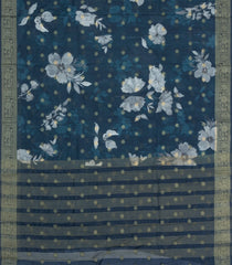 Navy Blue Printed Synthetic Dola Silk Saree With Zari Buttas & Border-SY0245