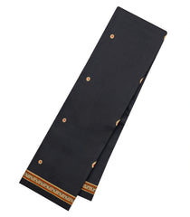 Black Handloom Kanchipuram Silk Saree With Meena Buttas-KA15658