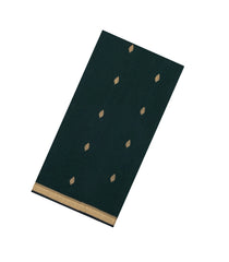 Bottle Green Handloom Maheswari Silk Cotton Saree With Floral Buttas-SC4958