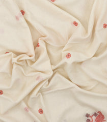 Off White Handloom Bengal Cotton Saree With Bird Buttas-BG1574