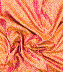 Peach Handloom Kanchipuram Tissue Silk Saree With Meena Floral Motifs & Contrast Border-KA13519