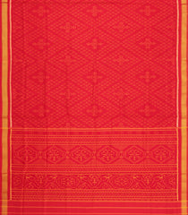 Red Handloom Rajkot Patola Silk Saree With Ikat Motifs & Zari Border-IK0457