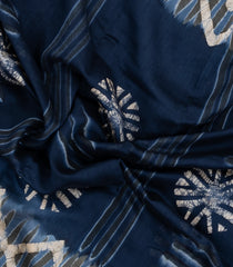 Indigo Printed Jaipur Cotton Saree With Tie & Dye Motifs-JC1478