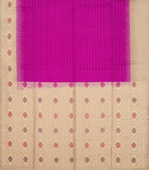 Magenta Handloom Soft Silk Saree With Stripes & Contrast Border-SO4192