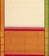 Off White Handloom Korvai Kanchipuram Silk Saree With Ganga Jamuna Border-KA13678