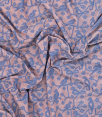 Light Peach Handloom Bengal Cotton Saree With Bird Motifs-BG1636