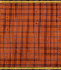 Orange Woven Kadappa Cotton Saree With Checks-KN0769