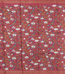 Crimson Printed Blended Viscose Saree With Kalamkari Pallu-BL5785