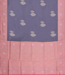Grey Woven Aura Saree With Zari Buttas & Contrast Border With Jhalar-BL6023