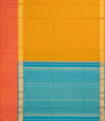 Oil Mustard Handloom Korvai Kanchipuram Silk Saree With Zari Checks-KA13774