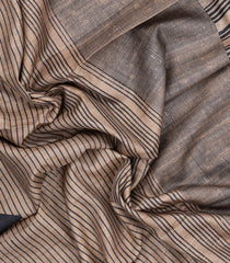 Black Printed Tussar Silk Saree With Abstract Motifs-TU3835