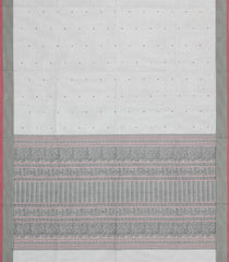 Off White Handloom Village Cotton Saree With Buttas-VC1640