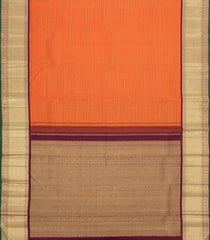 Orange Handloom Korvai Kanchipuram Silk Saree With Zari Stripes-KA16592