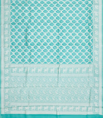 Turquoise Woven Pure Organza Silk Saree With Floral Zari Motifs-KS1114