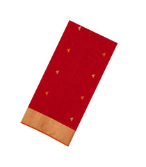 Red Handloom Maheswari Silk Cotton Saree With Buttas-SC4136