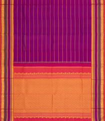 Purple Handloom Korvai Kanchipuram Silk Saree With Beldari Stripes-KA13680