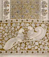 Oil Mustard Printed Kalamkari Cotton Saree -KAL1239