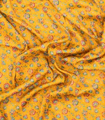 Mustard Printed Blended Viscose Saree With Position Printed Floral Motifs-BL5982