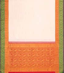 Cream Handloom Korvai Kanchipuram Silk Saree With Double Korvai Border-KA15739