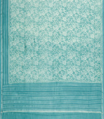 Turquoise Printed Chanderi Cotton Saree With Zari Border-CC1635