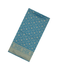 Blue Woven Art Dupion Saree With Floral Zari Motifs-BL5863