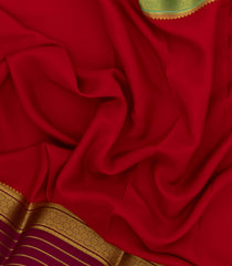 Red Woven Mysore Silk Saree With Contrast Ganga Jamuna Border-MS3205