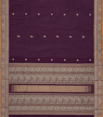 Burgundy Handloom Kanchi Cotton Saree With Buttas-KC1851