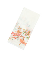 White Printed Synthetic Linen Saree With Bird Motifs-SY0174