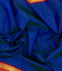 Blue Handloom Kanchipuram Silk Saree With Contrast Border-KA14727