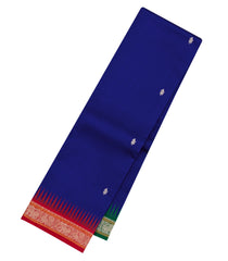 Blue Handloom Korvai Kanchipuram Silk Saree With Ganga Jamuna Thread Border-KA15121