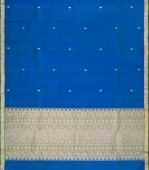 Blue Handloom Kanchipuram Silk Saree With Buttas-KA15280