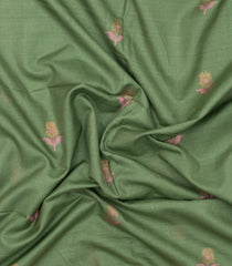 Cardamom Green Woven Tussar Silk Saree With Buttas & Zari Border-TU3469