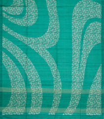 Aquamarine Printed Synthetic Tussar Silk Saree With Zari Checks & Motifs-SY0378